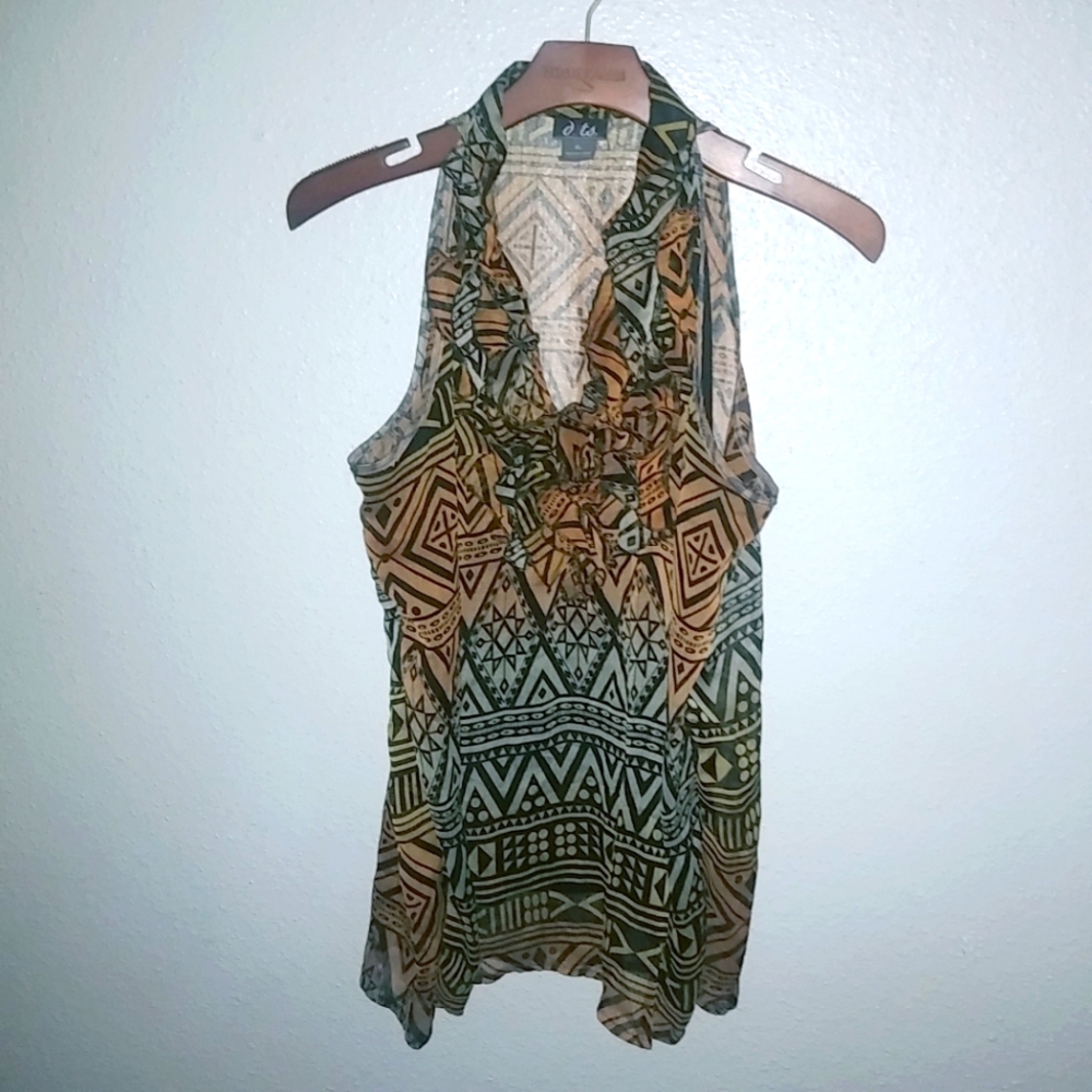 Dots XL Sleeveless Ruffle Fall Tribal Dressy Tank Top